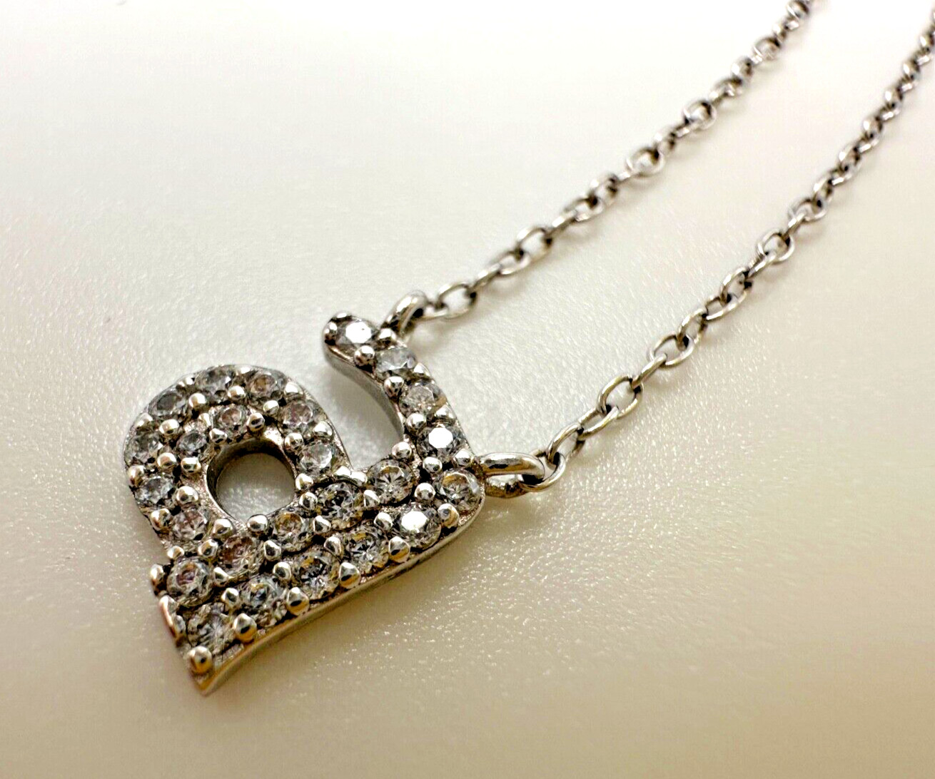 Sterling Necklace Initial Letter “A” 925 Silver Pendant Pave Dainty Teen Tween