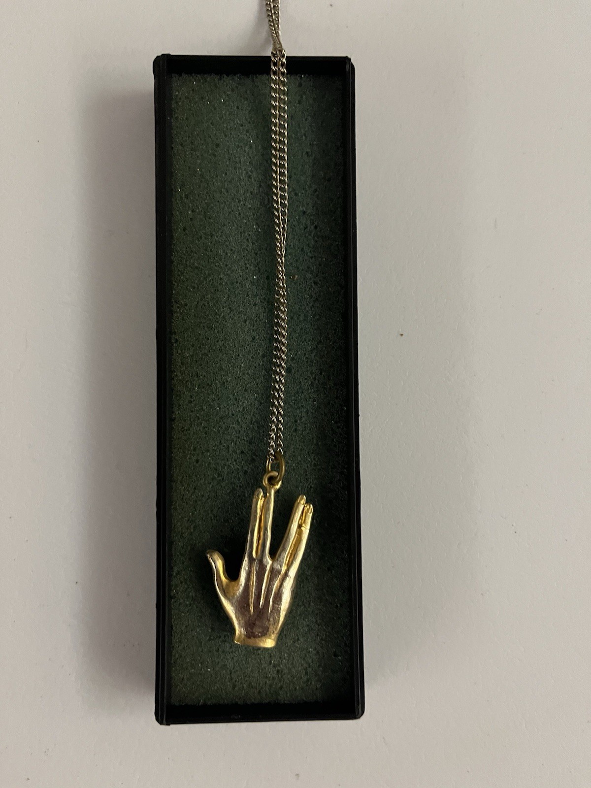 Gold Tone Hand Charm Pendant Necklace, Cable Chain, Love Signs & Symbols