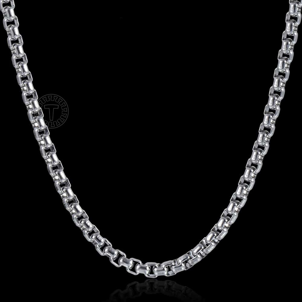 3mm Mens Womens Silver Stainless Steel Round Box Link Chain Necklace 18-28inch