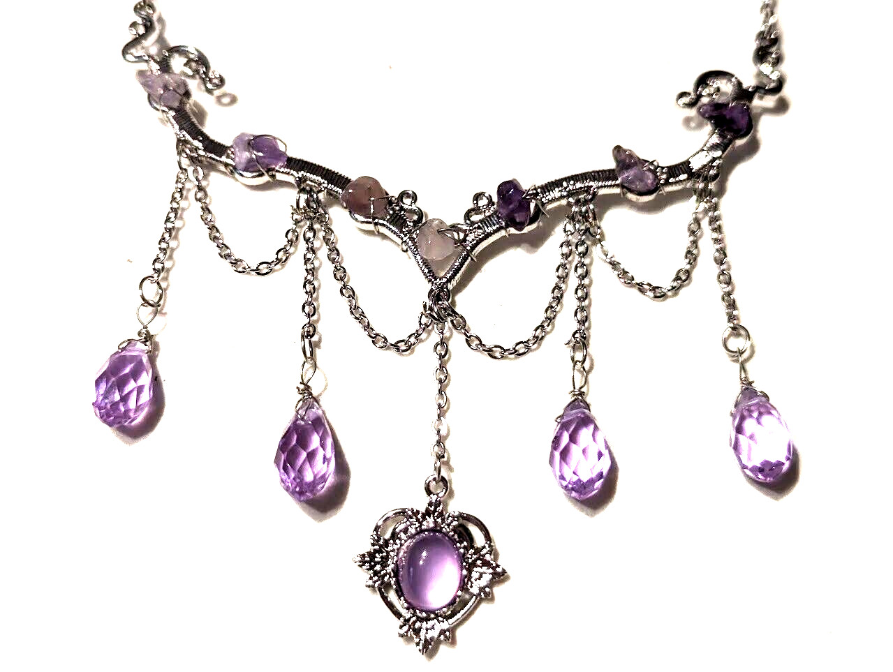 PURPLE & SILVERTONE FAIRYCORE CHOKER 90s y2K retro whimsigoth fairy necklace P6
