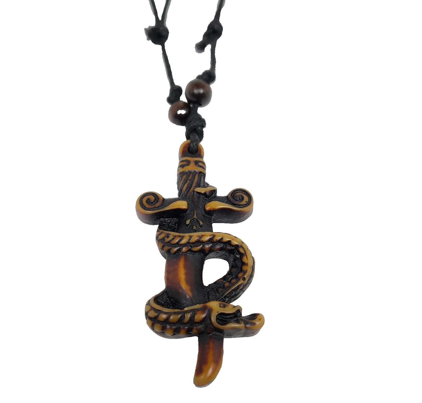 Vintage Adult Fashion Brown Sword Snake Tribal Adjustable Pendant Necklace 029