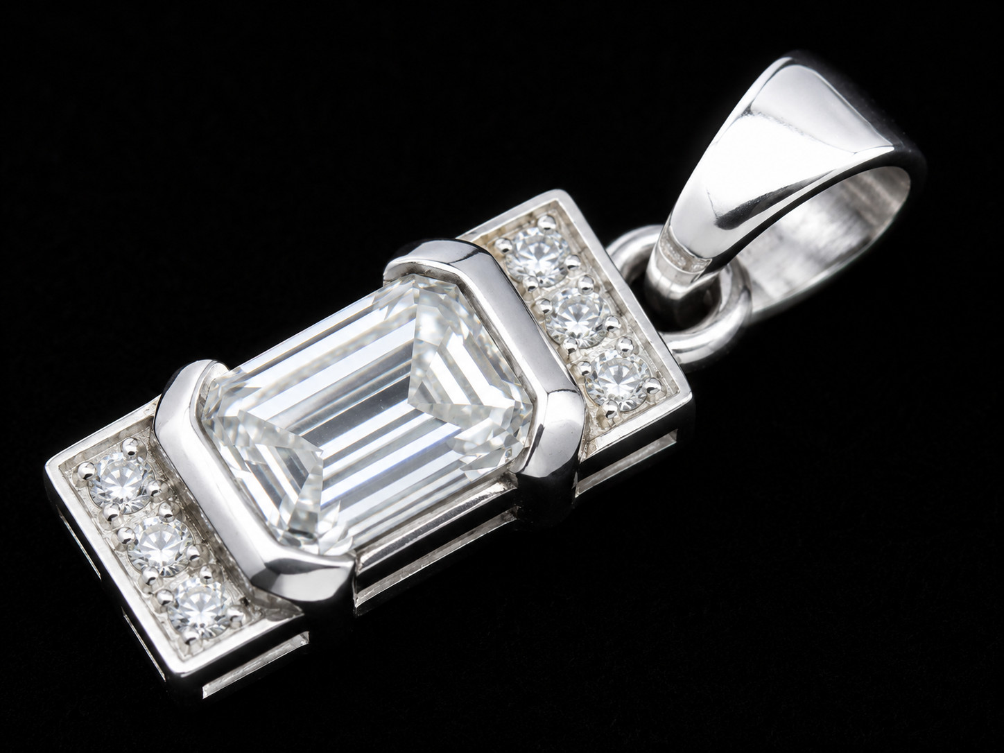 1.20 Ct Emerald Cut Lab Grown Diamond 925 Sterling Silver Pendant Gift For Women