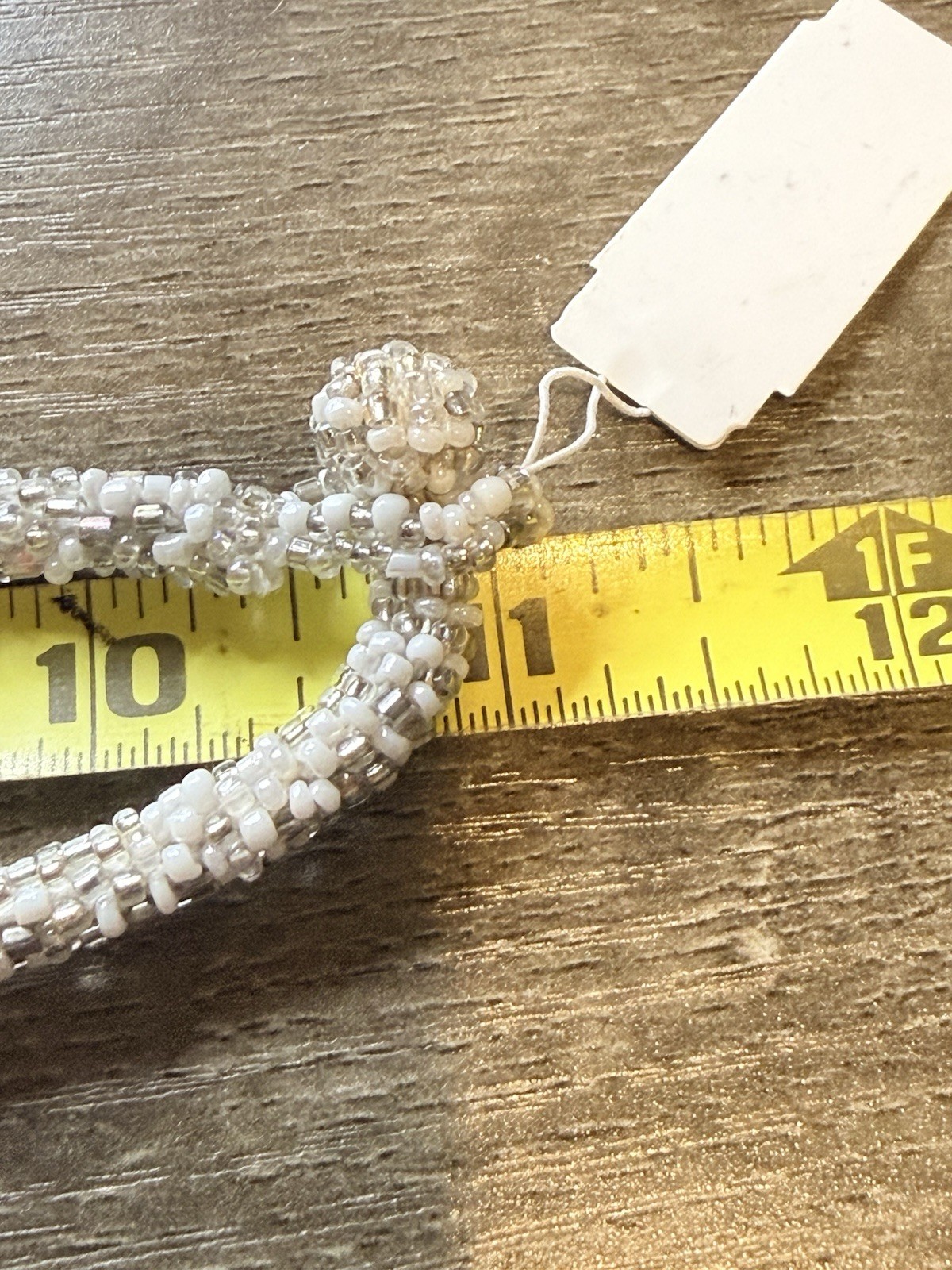 Seed Bead Necklace White Silver Made in Nepal Multi Strand Button Closure 22”