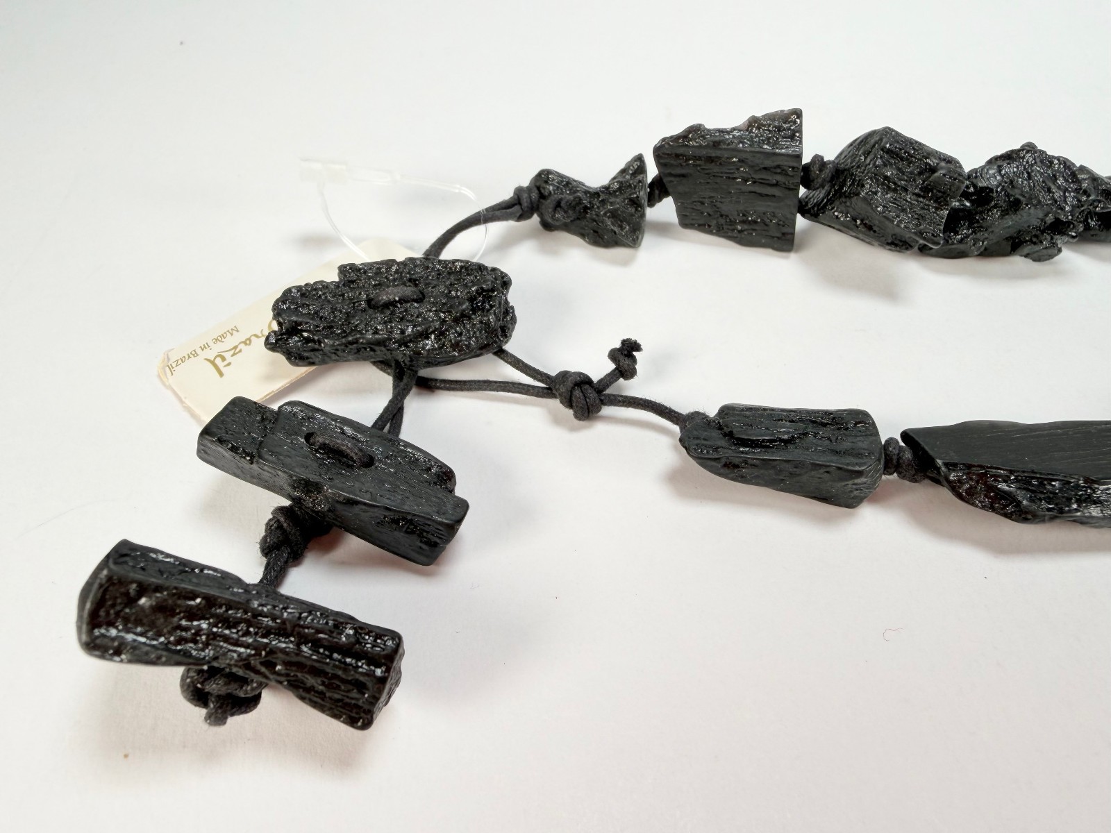 Jackie Brazil “Black Pieces” Charcoal Resin Necklace on Cord 45cm ( N2724 )