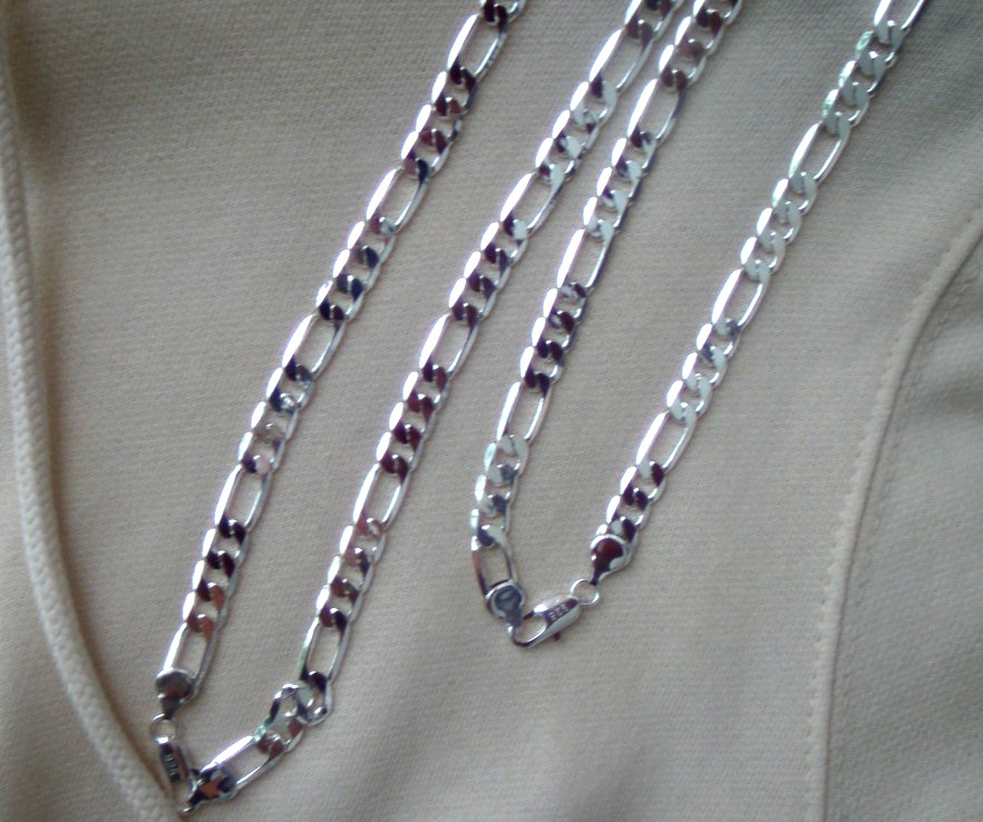 Figaro Chain 925 Sterling 8mm Long and Short Link Fagarucci Curb Italian