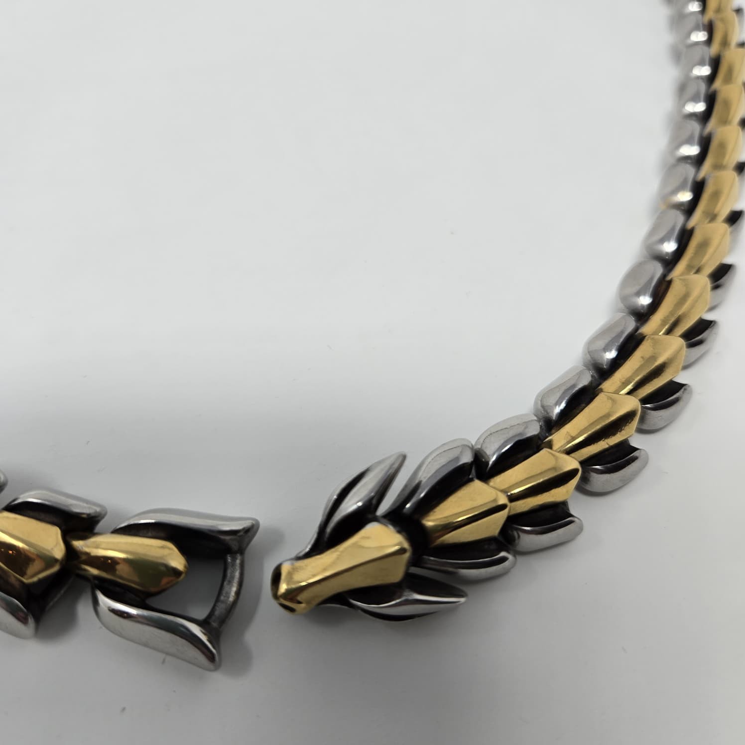 Vikings dragon scale two tone necklace- Approximately 24″(60cm)