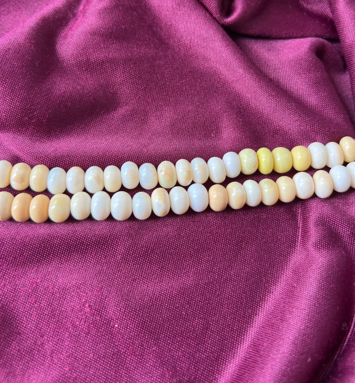 Natural Opal Rondelle Bead Strand Cream Yellow Jewelry Making 16″ Necklace