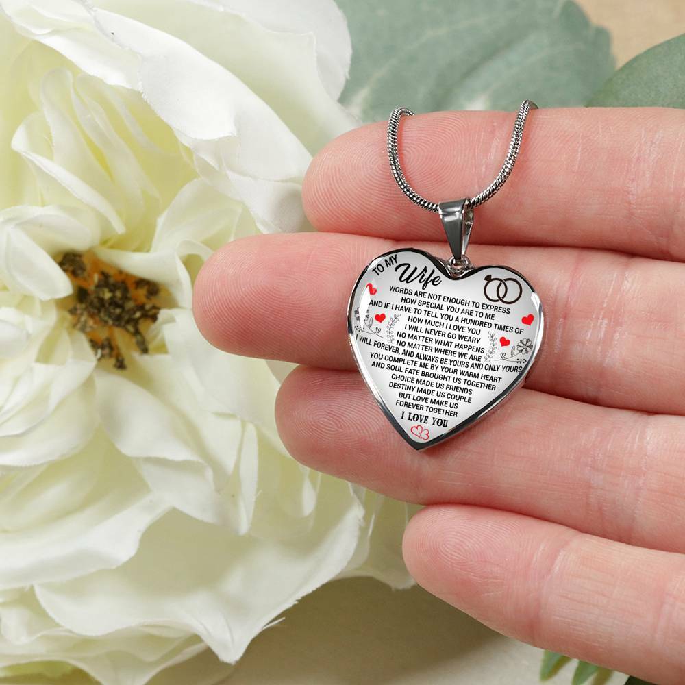 To My Wife Necklace Heart Pendant Jewelry Gifts For Wife Forever I Love You