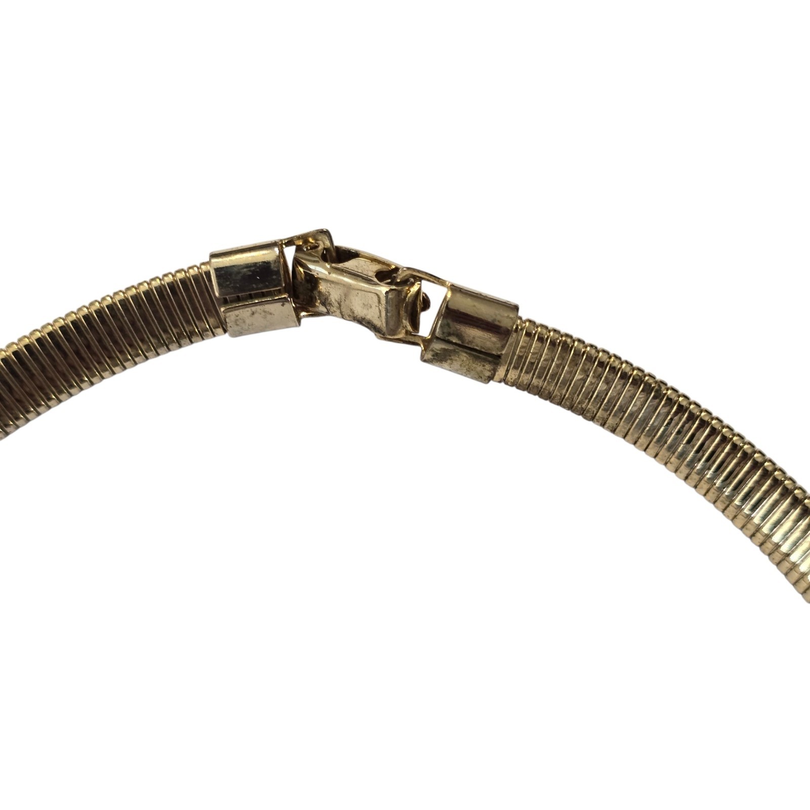 1980s Vintage Unbranded Gold tone Choker Cream Enamel Wave Design