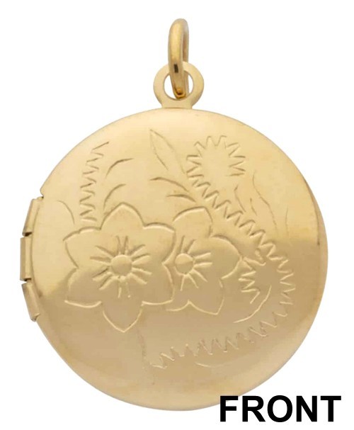 14k Gold GL ROUND Hand Engraved Opening Pendant Keepsake Locket | LIFETIME GUAR