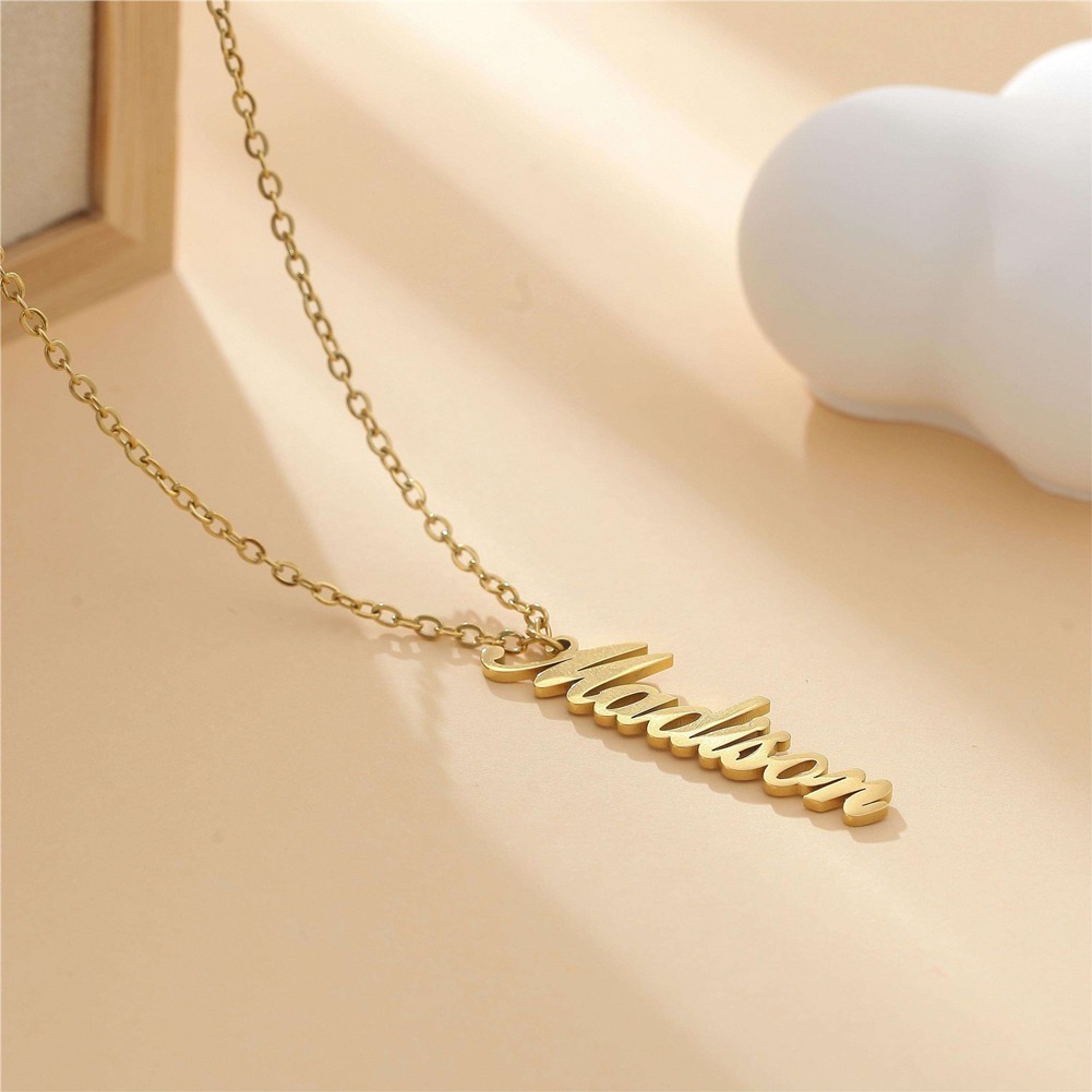Personalized Vertical Name Pendant Necklace Custom Handmade Necklace for Women