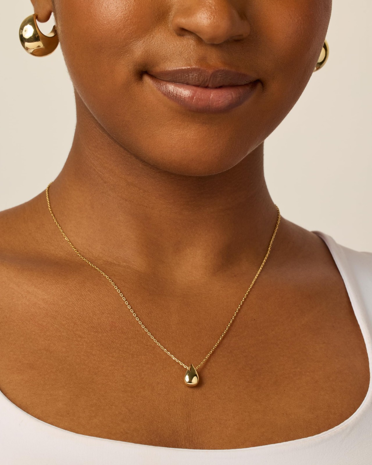 Dainty 14K Gold Plated Pear Pendant Necklace for Women | Elegant Tear Drop Jewel