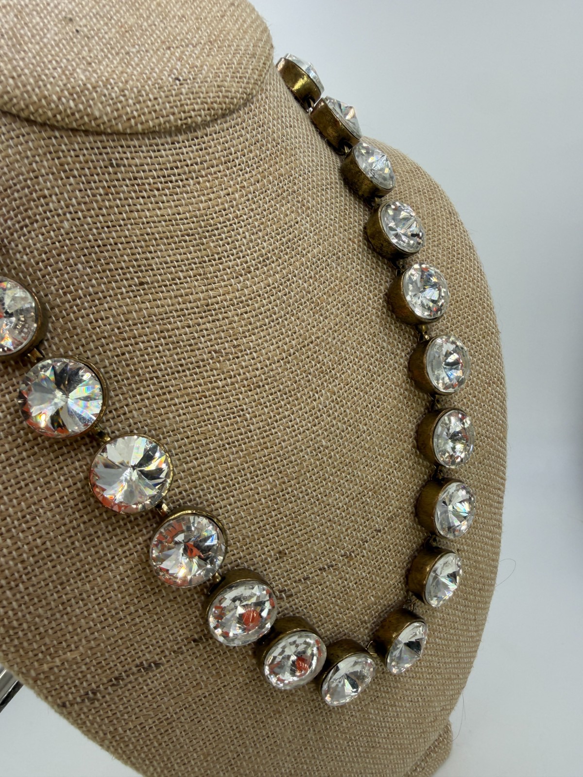 J. Crew Brulee Necklace Heavy Clear Crystal 20 Inches Unsigned
