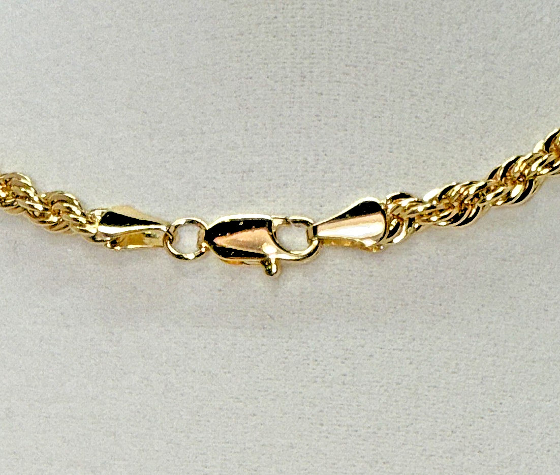 Classic Gold Plated Diamond Cut Twist Rope Chain Necklace Unisex