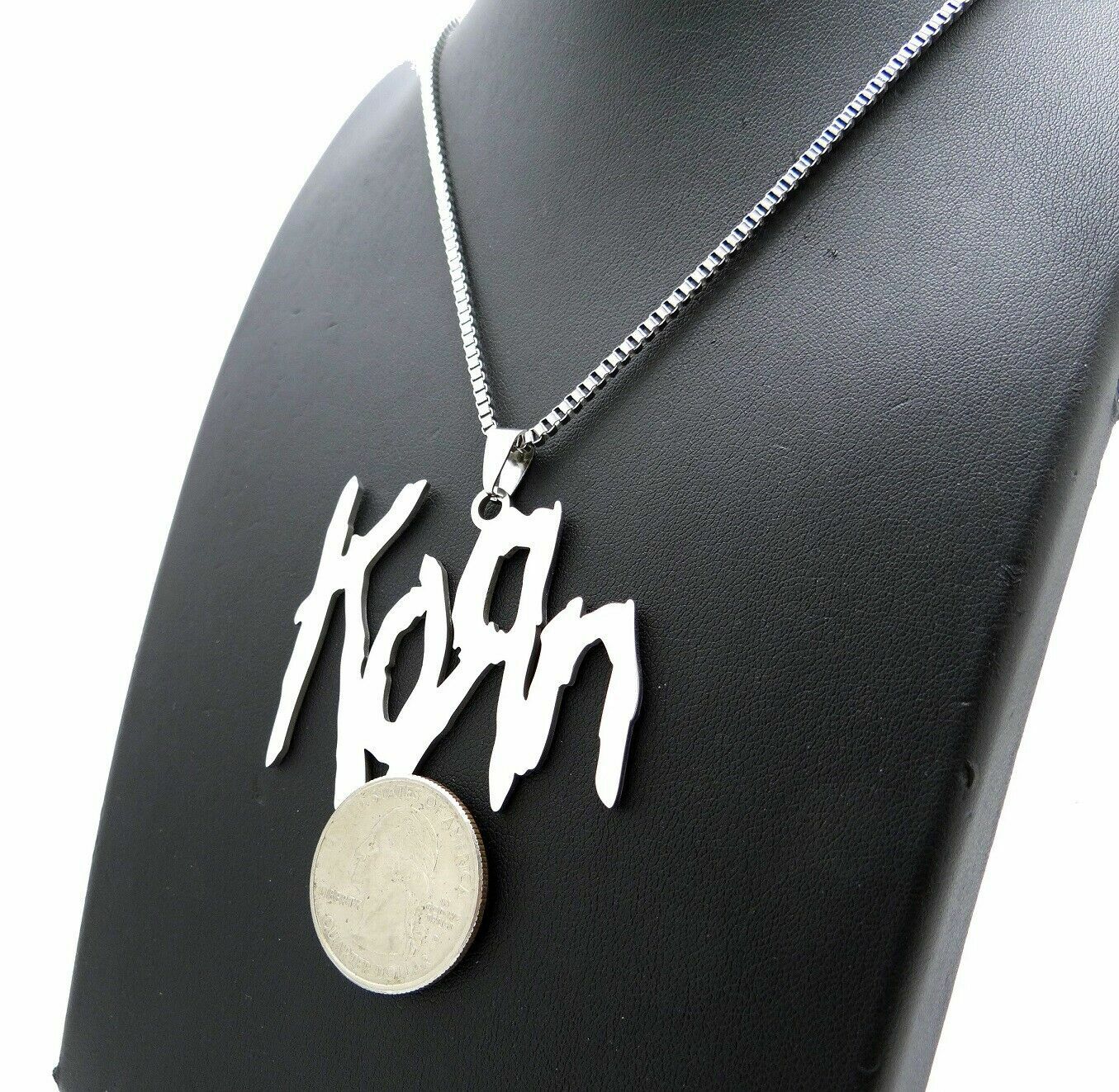 Metal Band Korn Stainless Steel Pendant & 2mm 18″ 20″ 24″ Box Chain Necklace