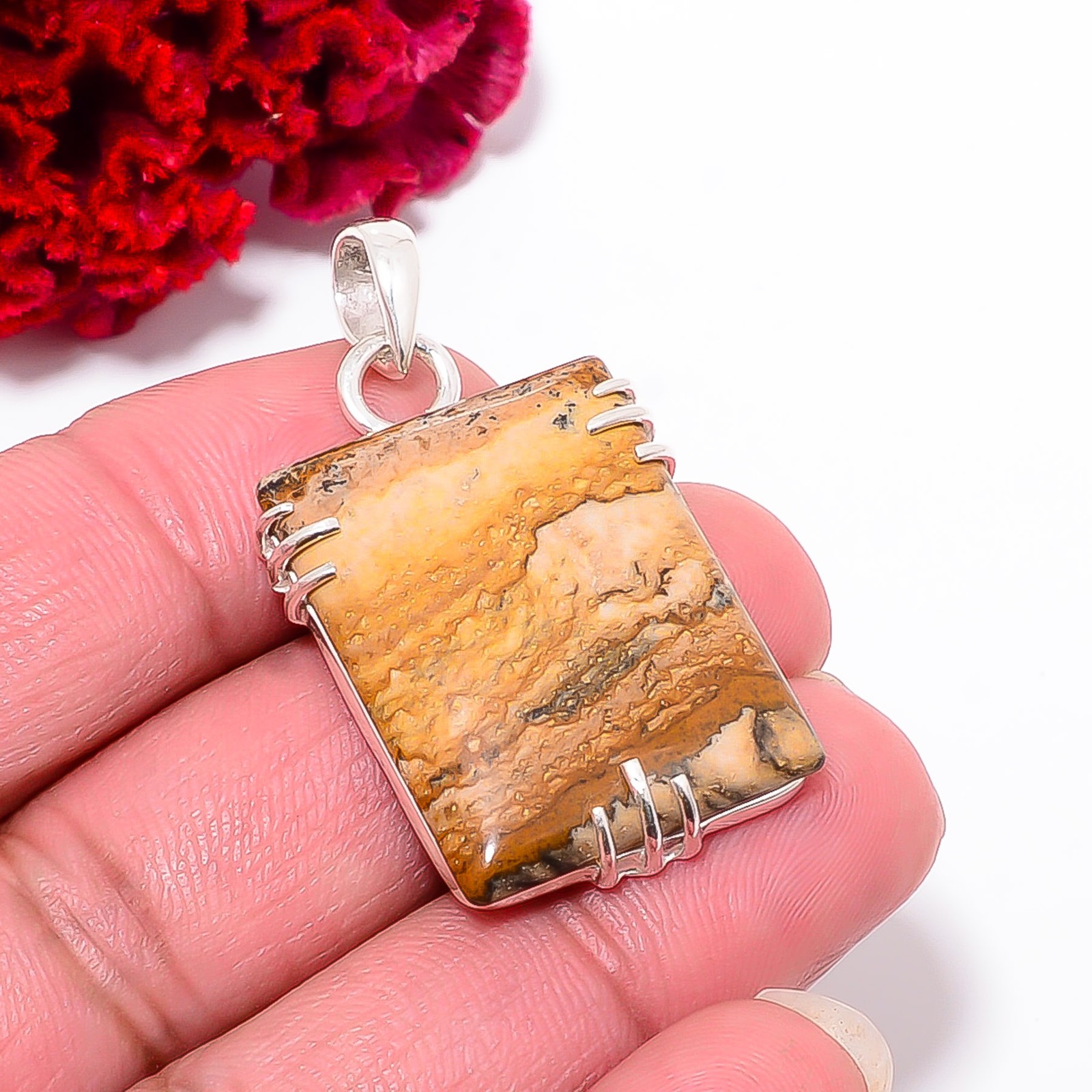 Picture Jasper – Oregon Designer Handmade 925 Sterling Silver Pendant 1.6 P47