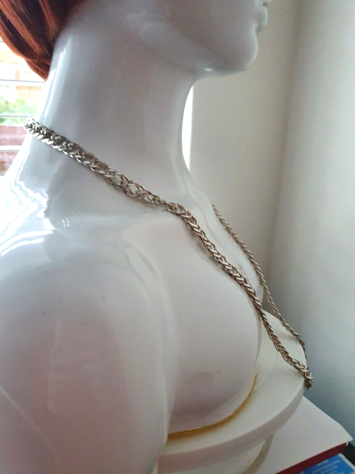 Vintage Heavy Sliver Tone 10mm Wide Flat Curb Link Chain Necklace CBM3-2495