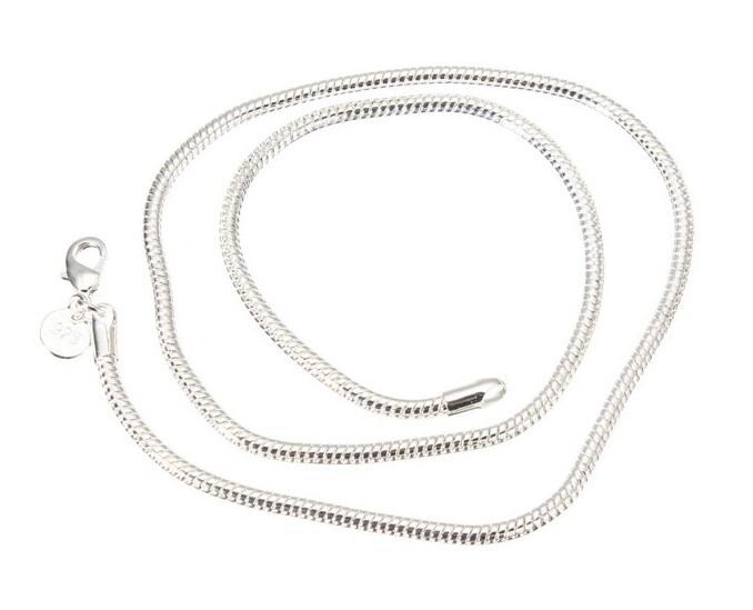 925 Sterling Silver Snake Chain Necklace 3MM 16, 18, 20, 22, 24, 26, 28, 30 Inch