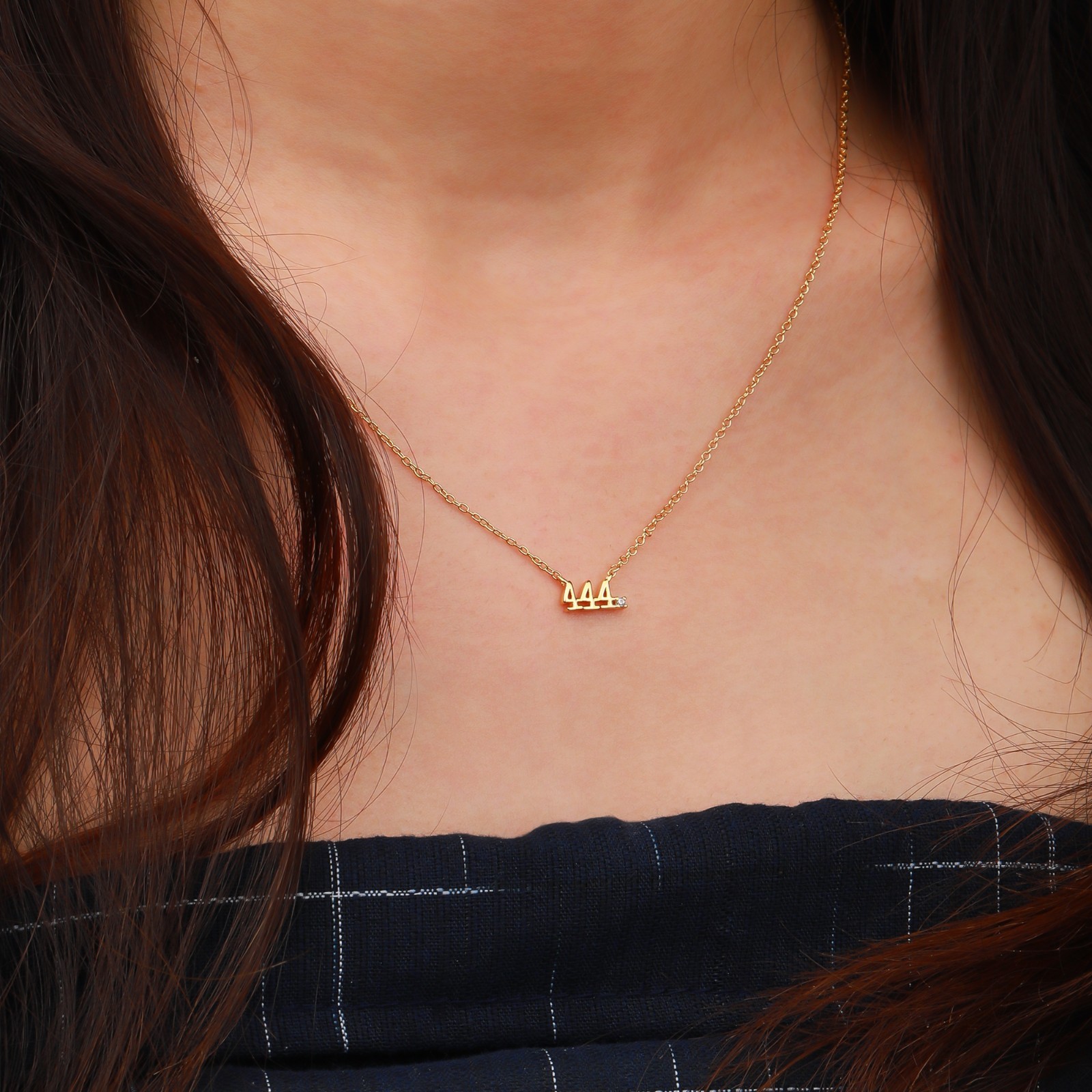 Gold Zircon Necklaces Number Design Collarbone Necklace Clavicle Chain