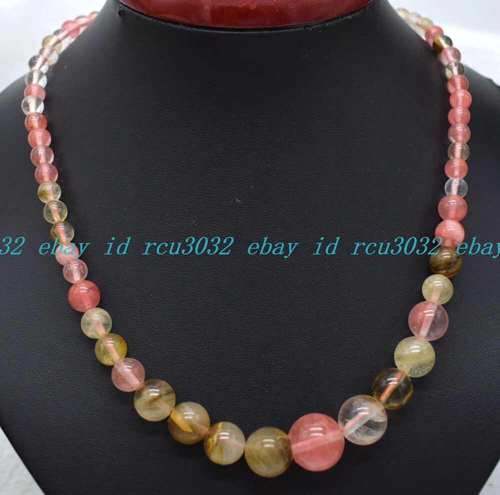 6-14mm Multicolor Natural Gemstone Round Beads Jewelry Necklace 18 Inches