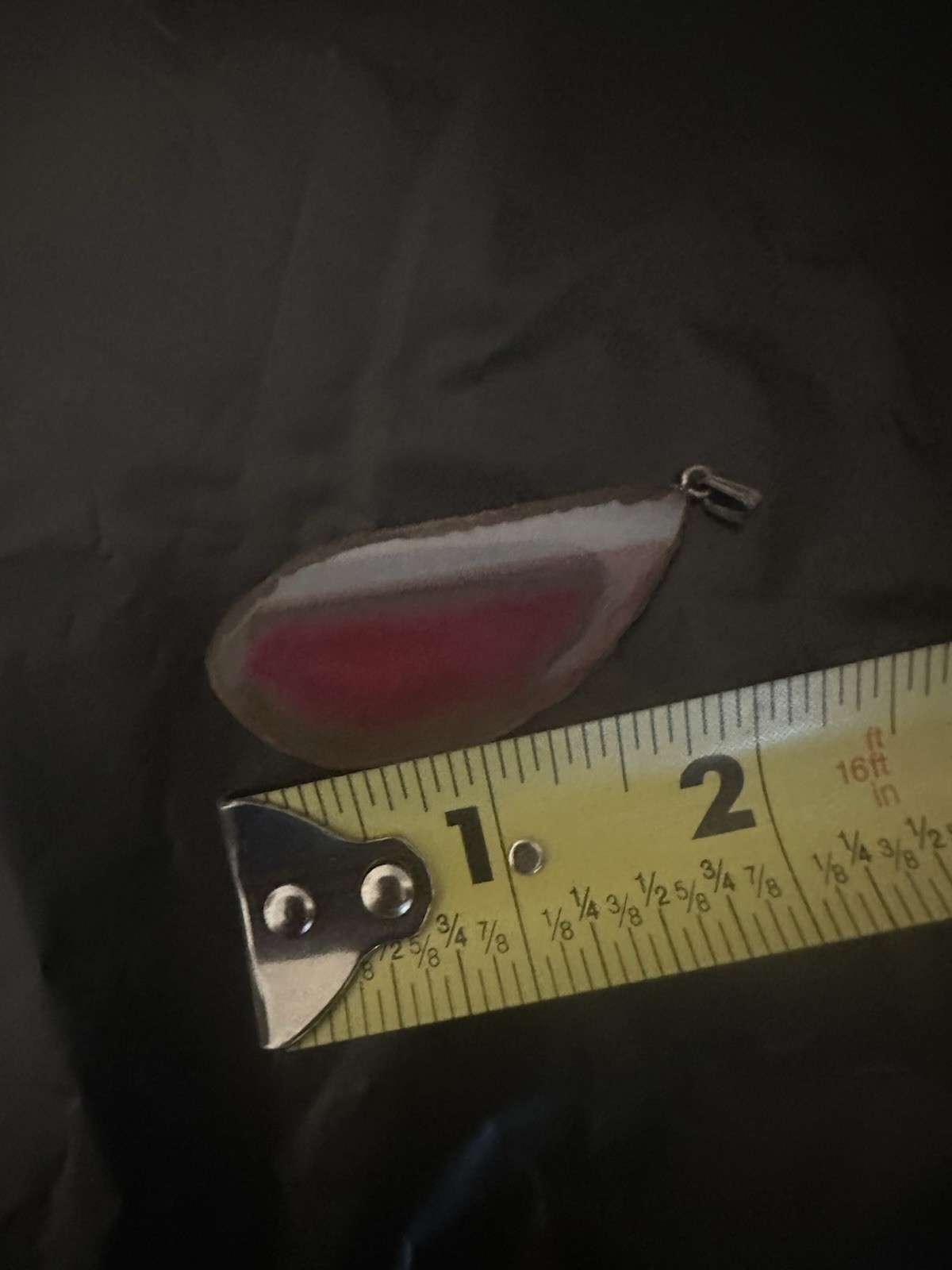 Natural Pink Agate Slice With Hook For Necklace