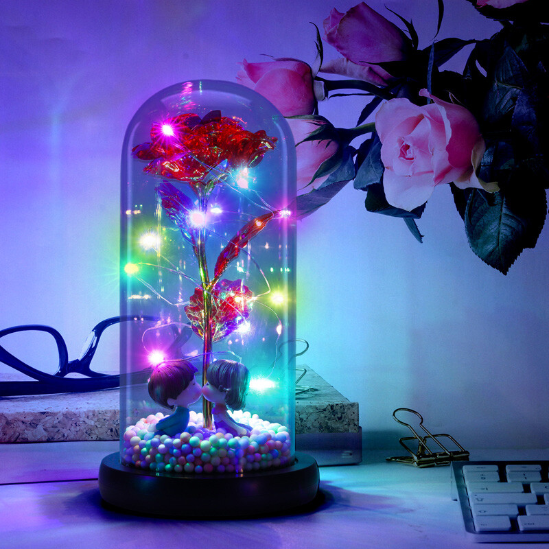 Beauty and The Beast Rose LED Enchanted Galaxy Rose Eternal Flower Lighted Décor