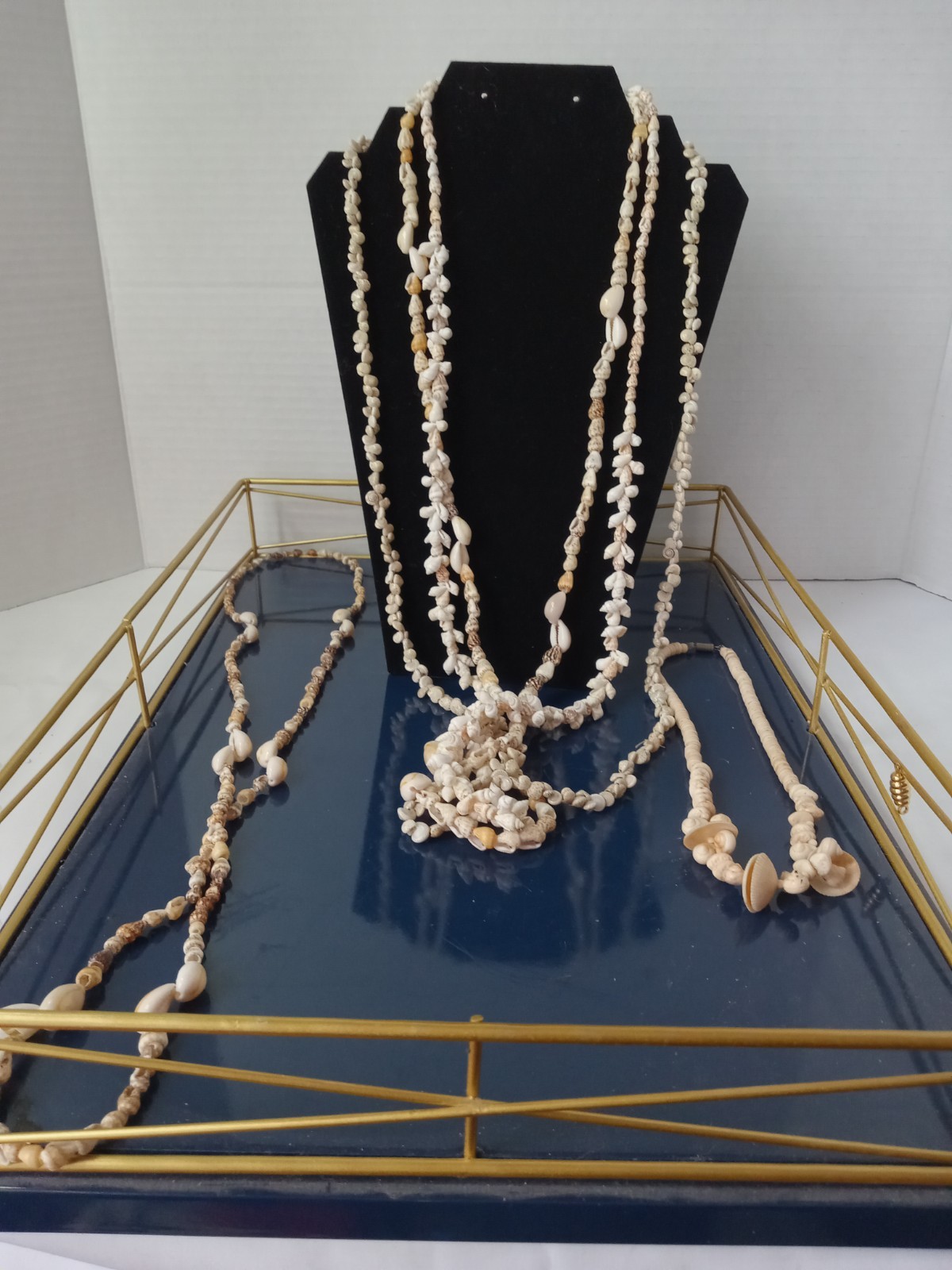 5-piece Lot Shell Necklaces Featuring Cowrie Shell and Puka Shells