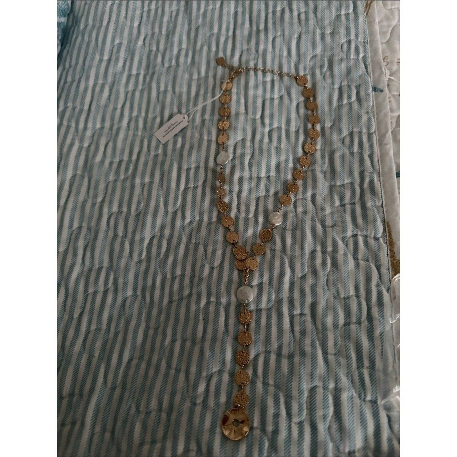 Park Lane Gold and White Disc Y-Drop Necklace