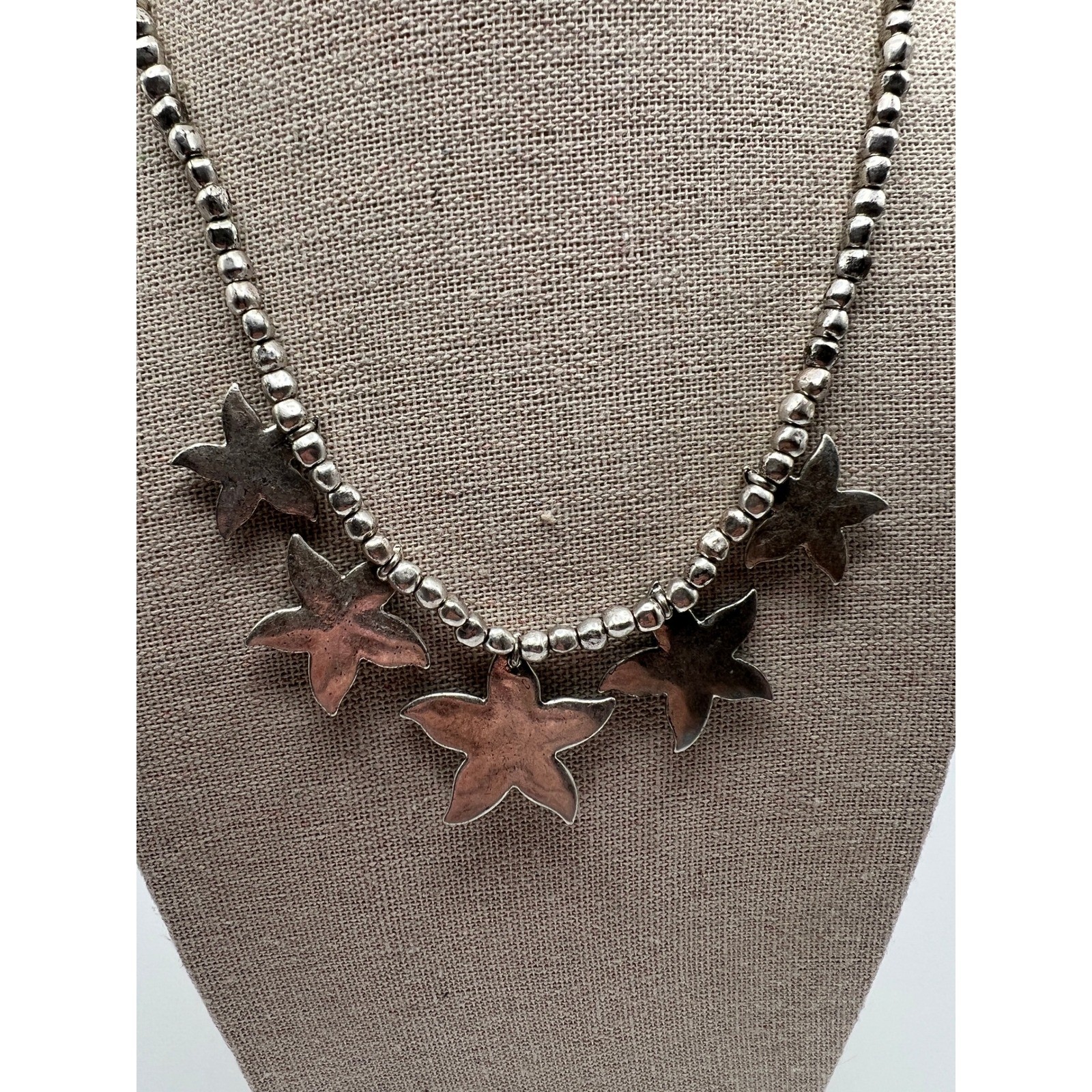Lucky Brand Starfish Necklace Coastal Boho Beachy Pewter Silver Tone