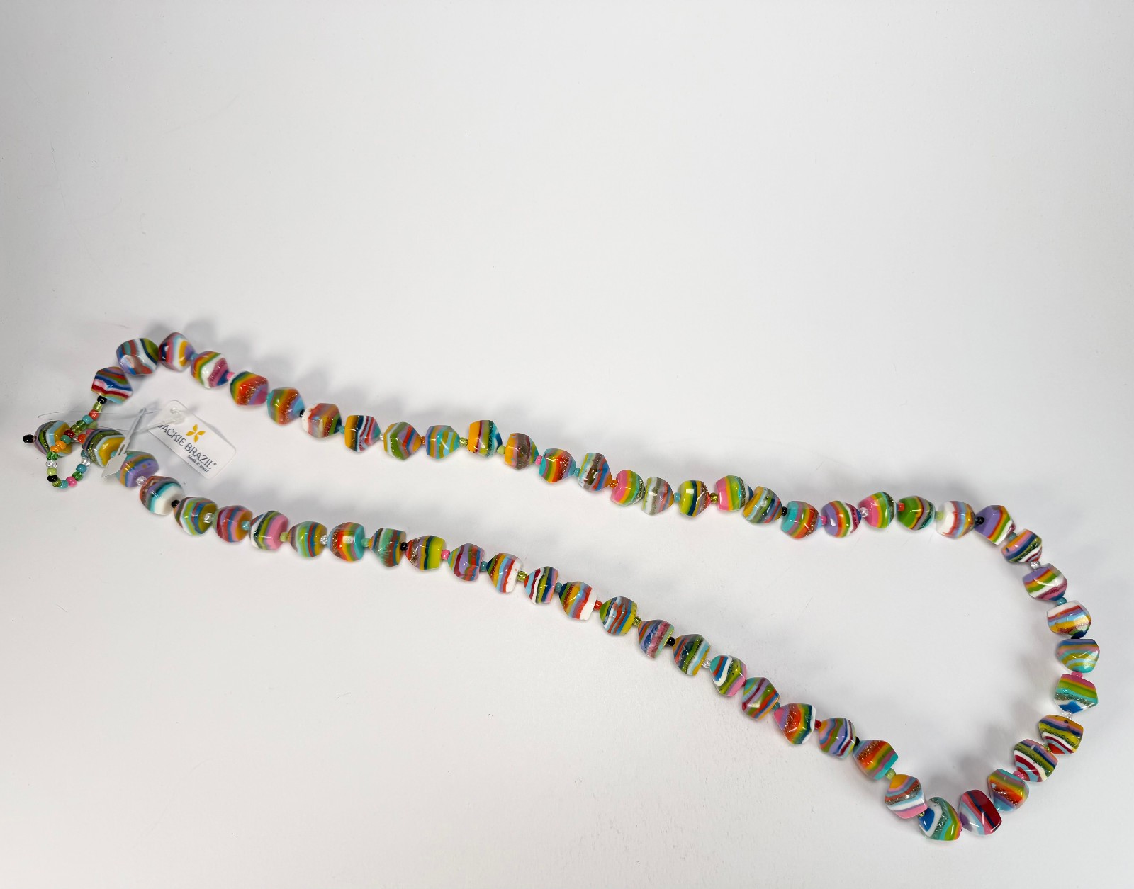 Jackie Brazil “Camille Liquorice Stripes x Kandinsky Small Stones 110cm Necklace