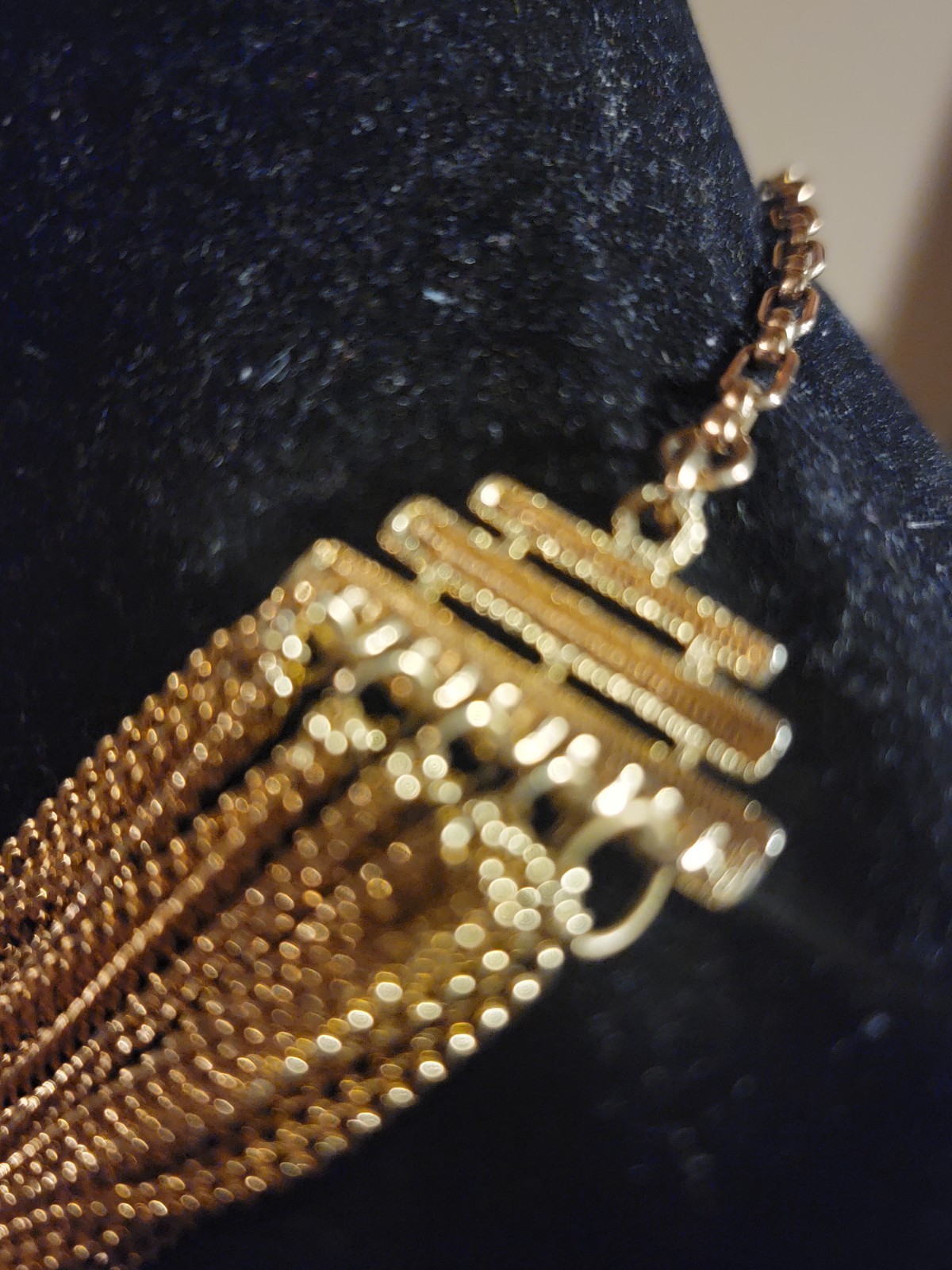 Vintage GOLD TONE MULTI-STRAND/ LAYERED CHOKER FASHION NECKLACE