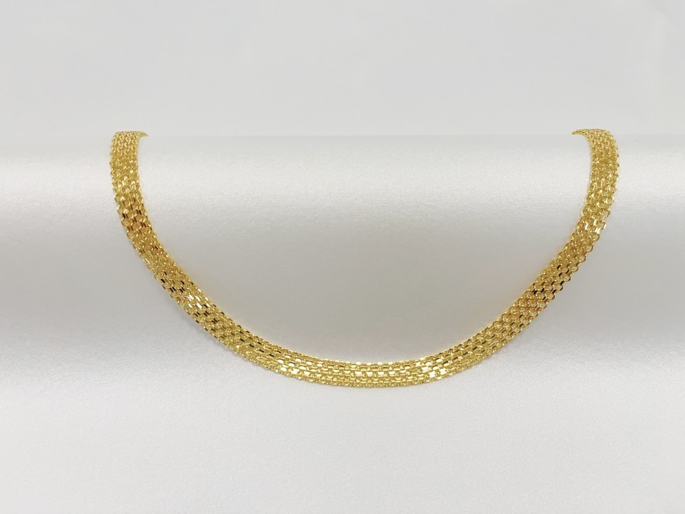 Solid 18K Yellow Gold Vintage Multi Layer Wide Necklace Chain 8mm 22in men/women