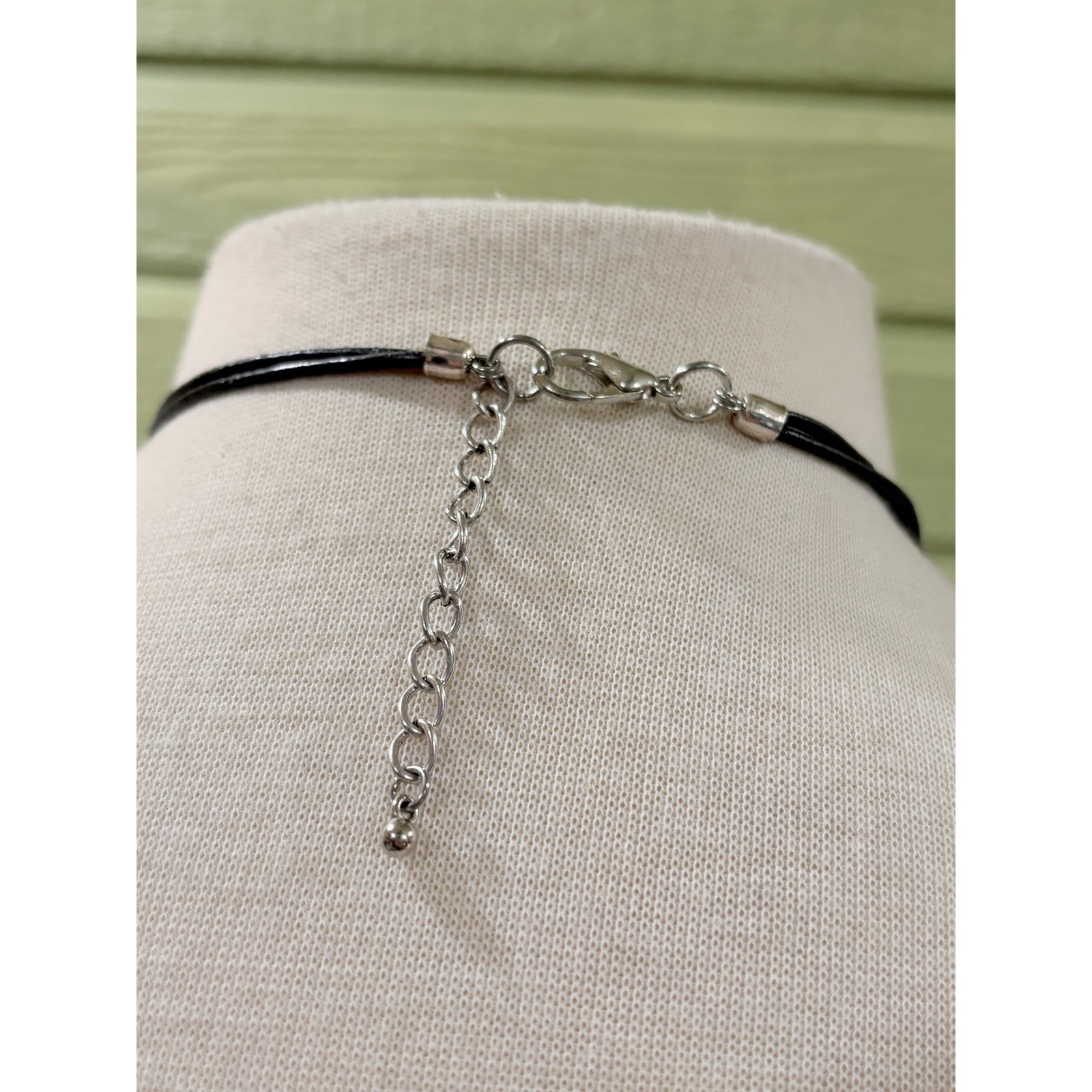 Mixed Metal Hammered Geometric Statement Necklace Silver Copper Tone Black Cord