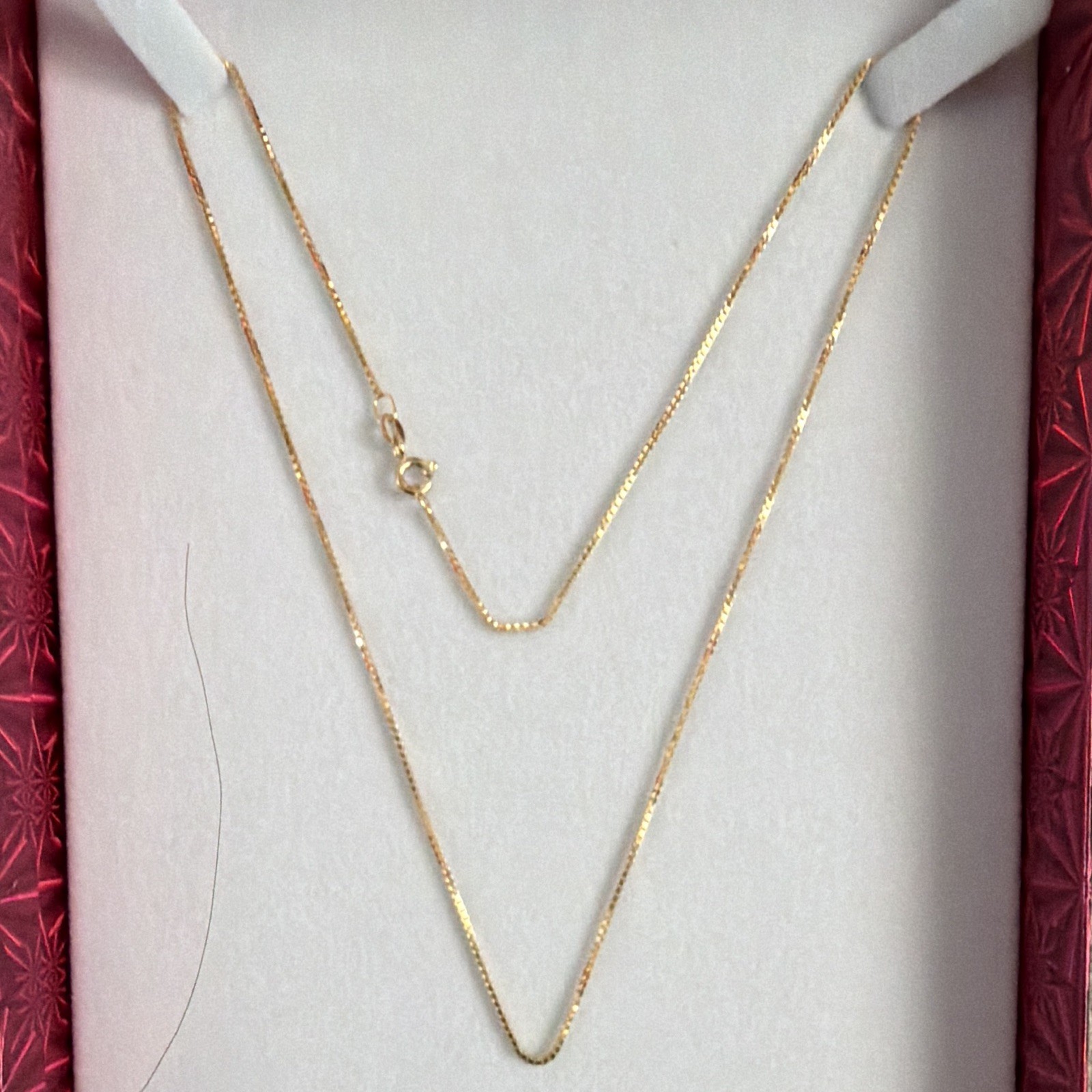 925 sterling silver Gold plated Box Chain Necklace, Spring Ring Clasp, No Stone