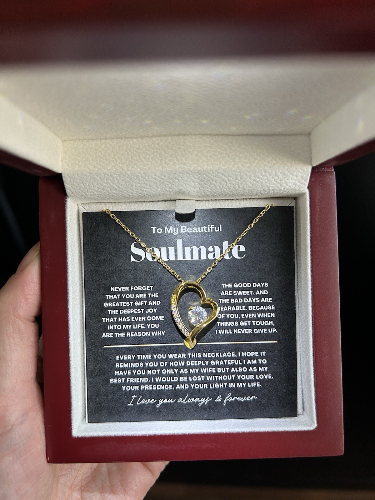 To My Soulmate Heart Necklace Anniversary valentines meaningful Gift