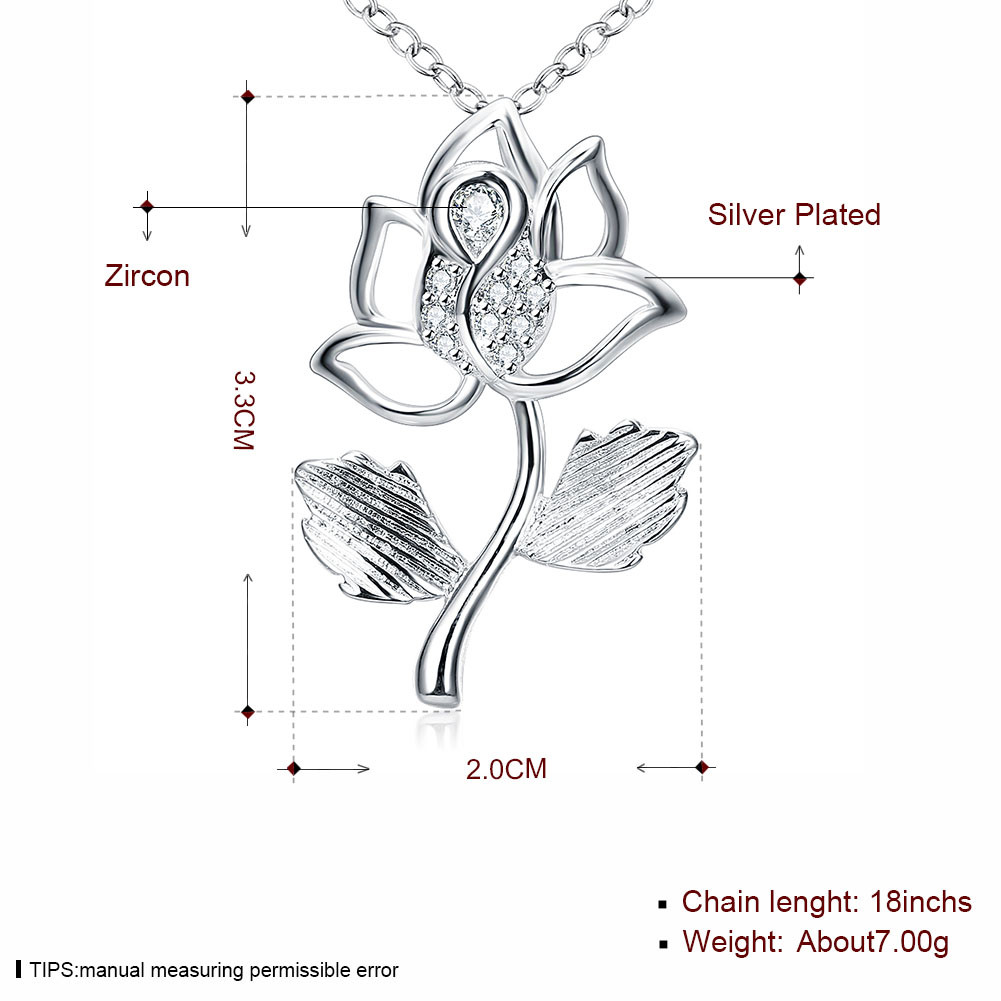 Chic 925 Sterling Silver Filled Flora CZ Pendant Woman Necklace N-A577 Gift