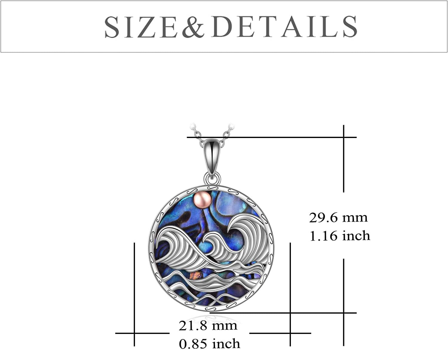 Ocean Wave Necklace for Women Sterling Silver Abalone Shell Ocean Jewelry Gifts