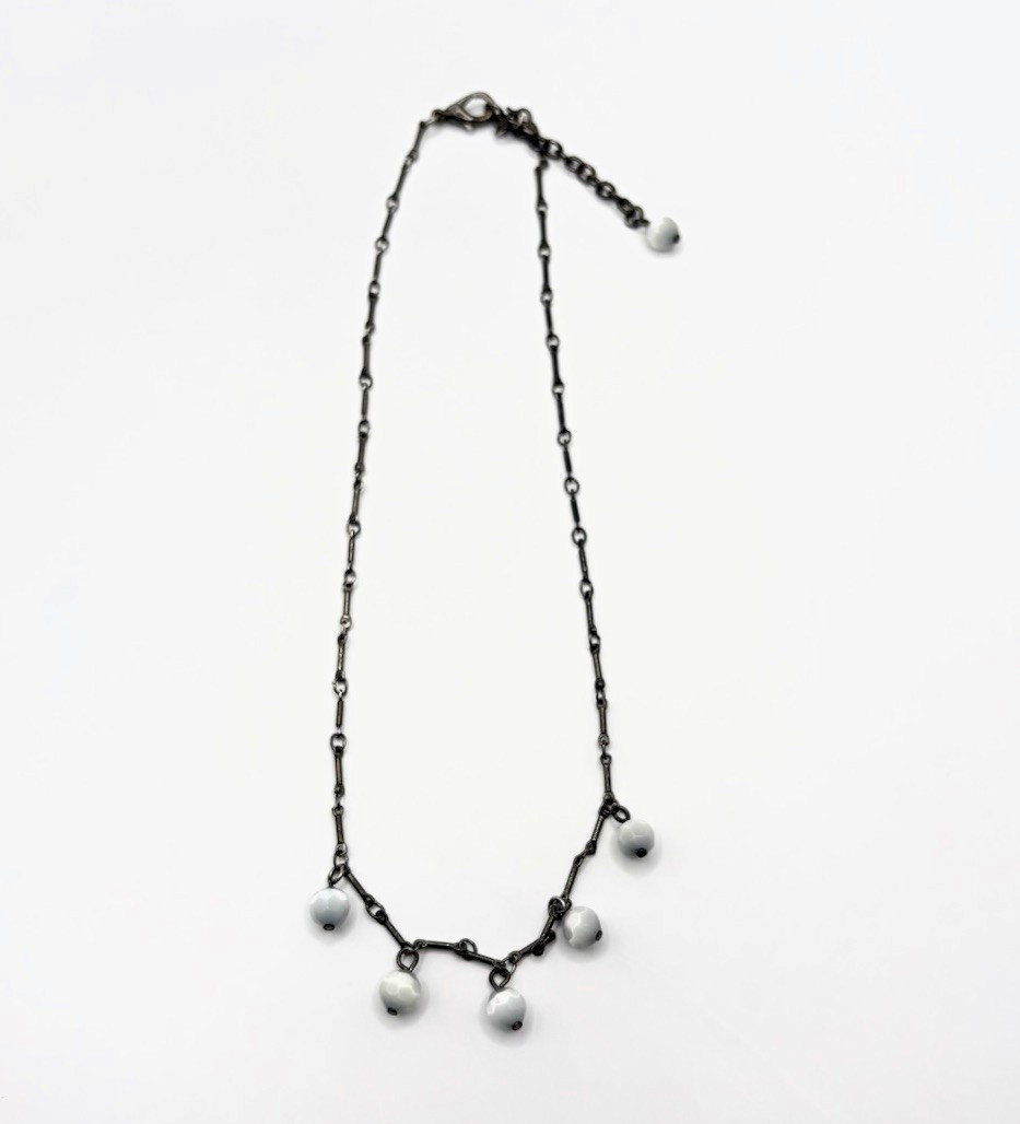 Black Bar Beaded Chain Necklace