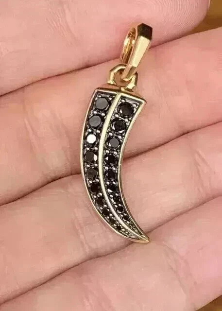 2Ct Round Cut Lab Create Black Diamond Claw Men’s Pendant 14K Yellow Gold Plated