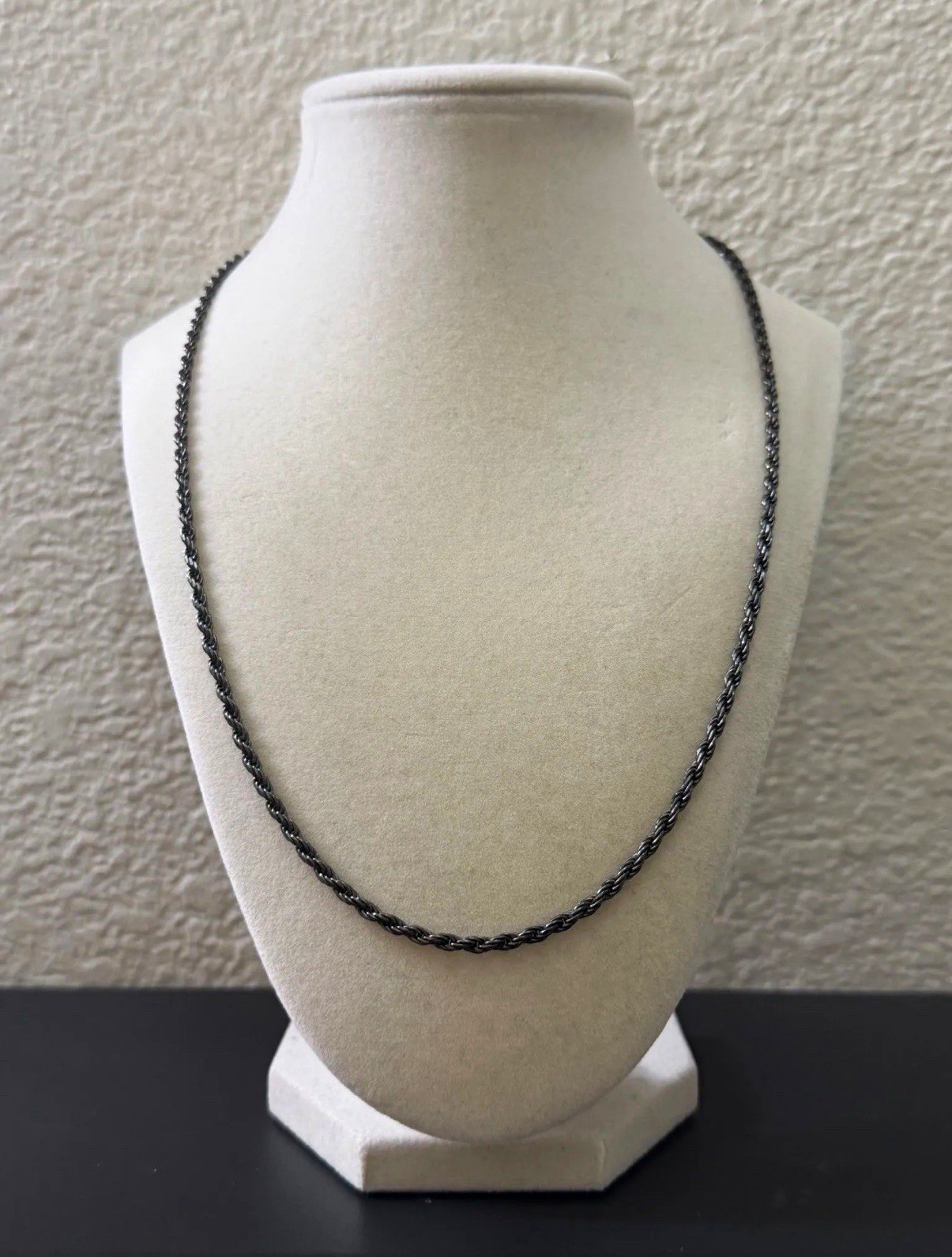 22 inch 3mm – 925 Sterling Silver Rope Chain Black Rhodium Finished