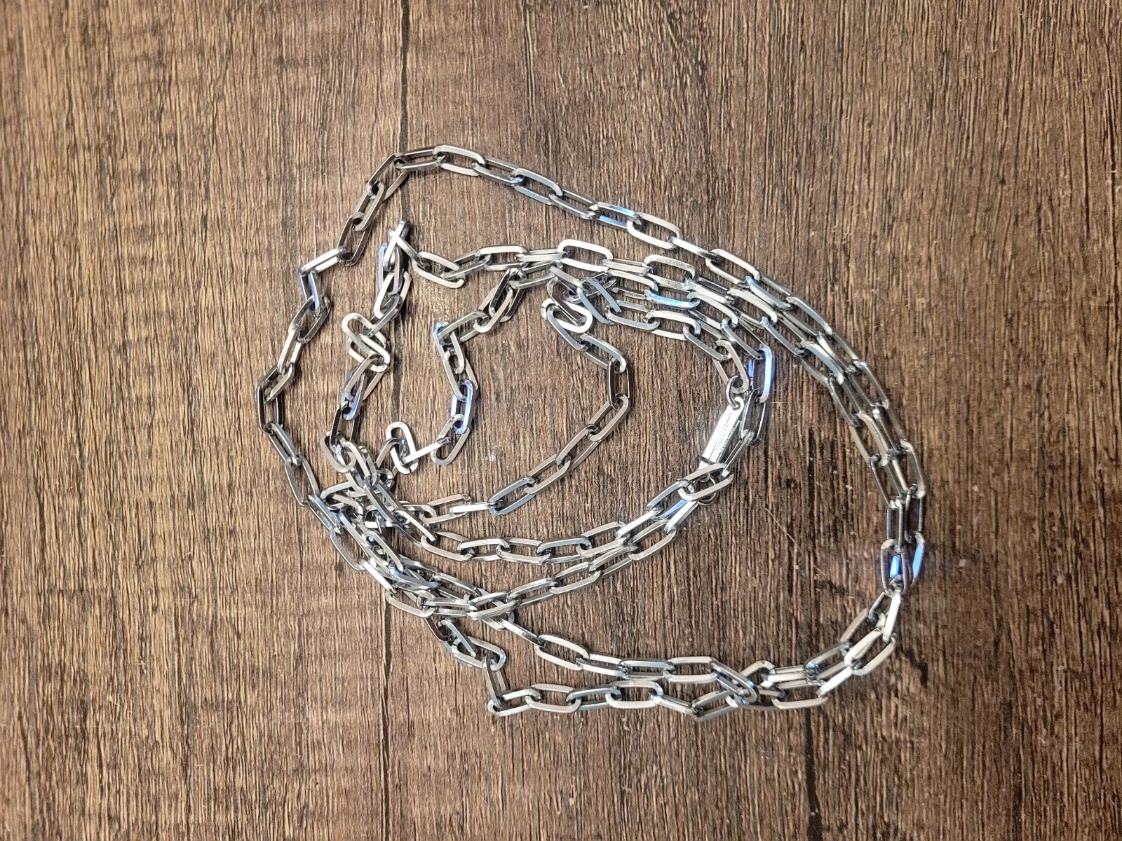 Vintage Necklace Silver Tone Paper Clip Chain Non-magnetic 48″ Made In Germany