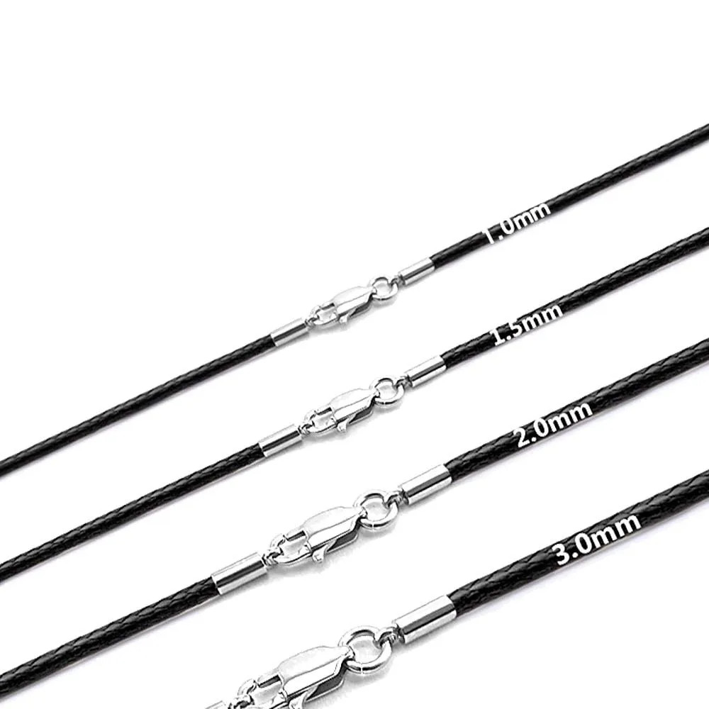 Braided PU Leather Necklace Cord Waxed Rope Stainless Steel Clasp Chain Men UK