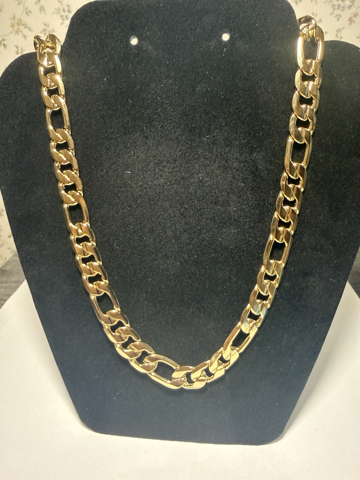14K Yellow Gold filled Figaro Chain Necklace 24” Lobster Clasp Gold Tone