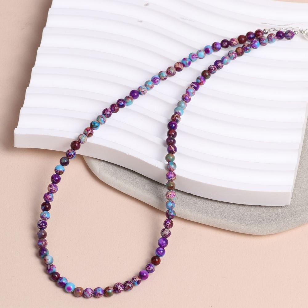 Natural Galaxy Sea Sediment Jasper Choker Minimalist Rainbow Stone Necklace