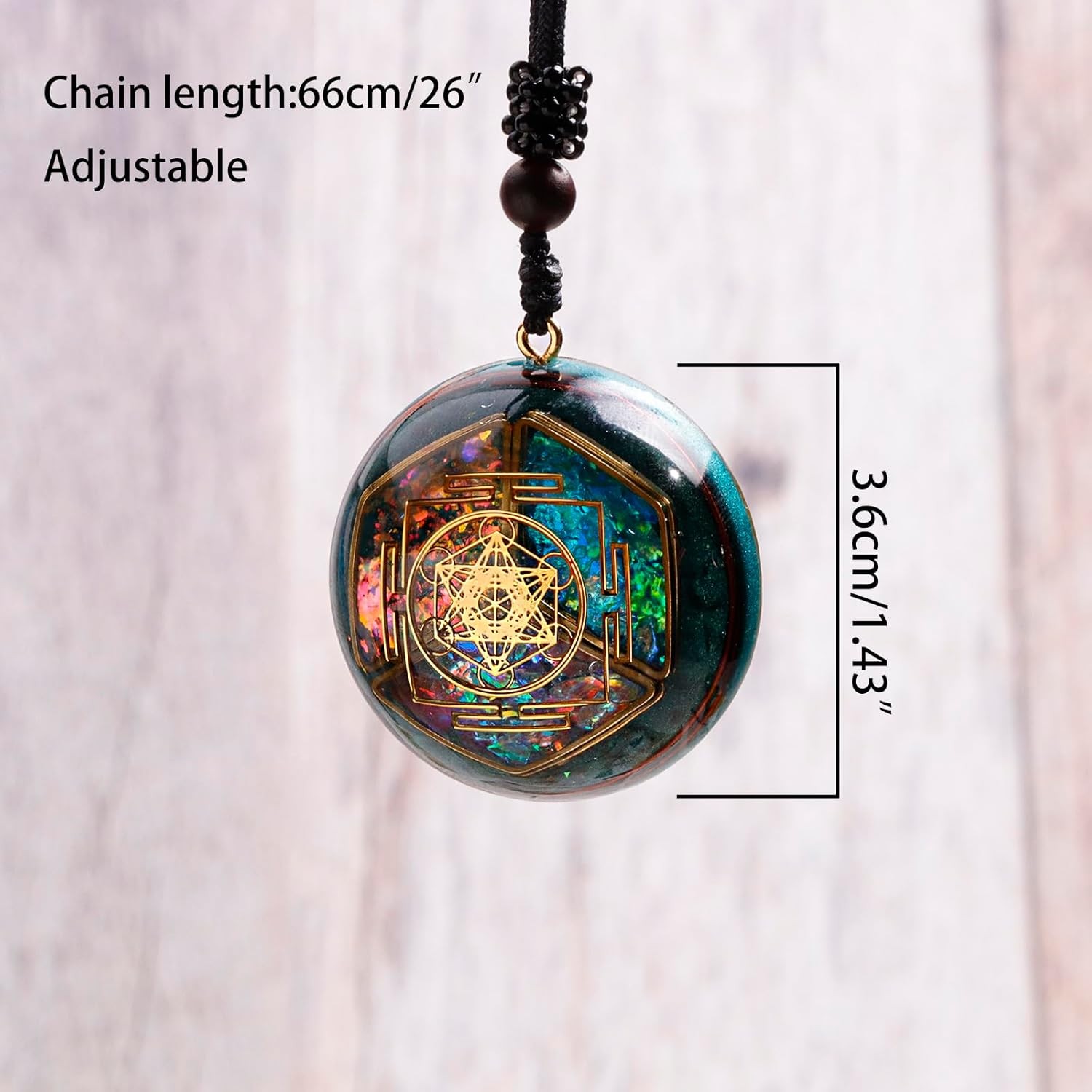 Da Piao Liang Sacred Geometry Orgone Pendant Necklace with Metatron’s Cube & Man