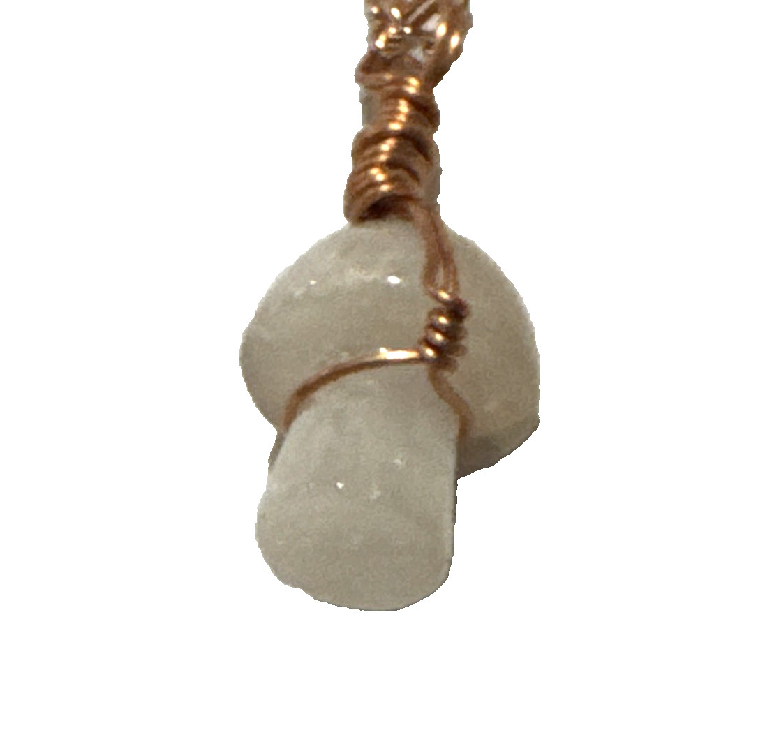 Mushroom Agate Pendant Necklace Jewelry Rose Gold Tone 24″ Chain Genuine Stone