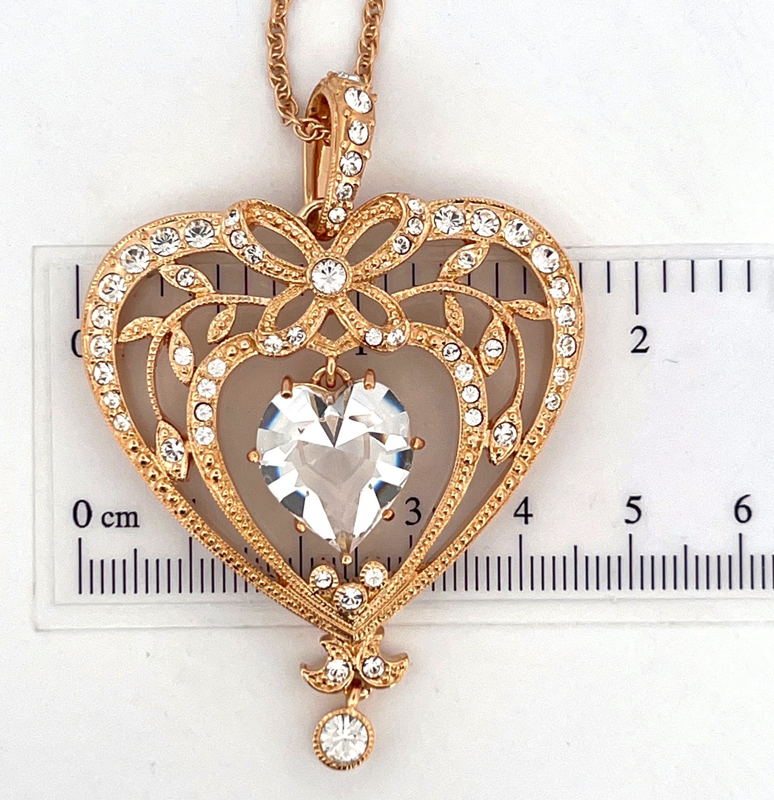 April Birthstone Gold Plated Necklace Set With A Heart Shaped Diamond Crystal