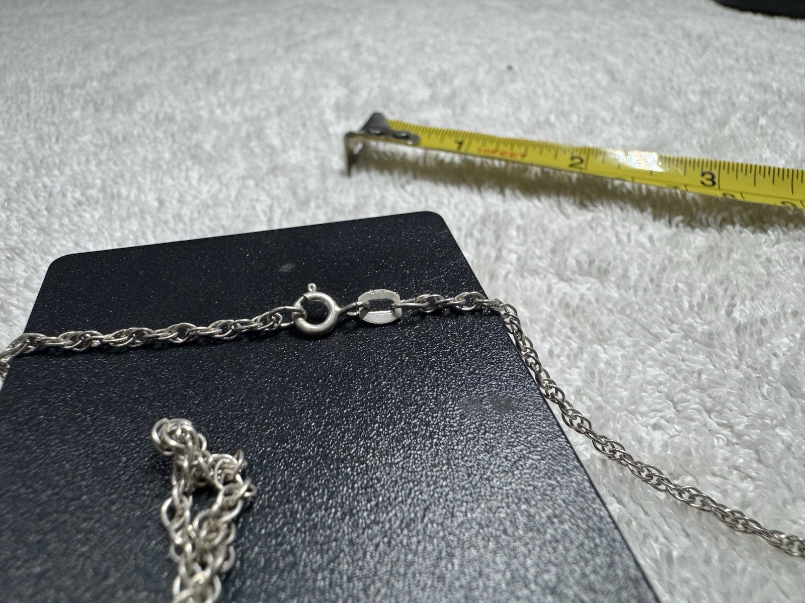 Antique 925Silver Rope Chain Necklace 18 in Metal, Spring Ring Closure, No Stone
