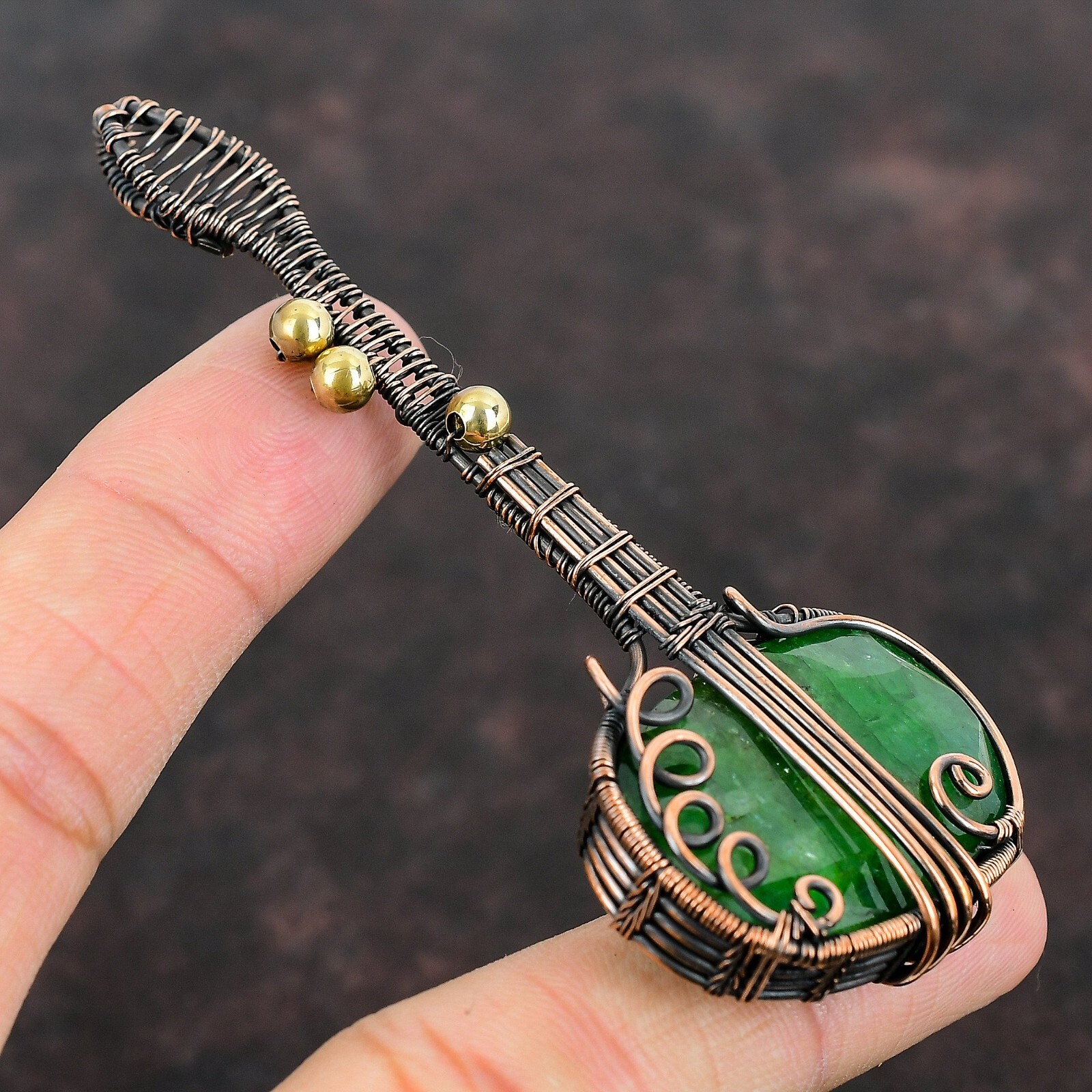 Gift For Her Wire Wrapped Pendant Dainty Guitar Pendant Copper Wire Jewelry 3.7″