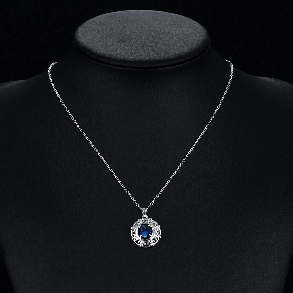 Antique 925 Sterling Silver SF Filigree CZ Pendant Necklace Gift Woman N-A679